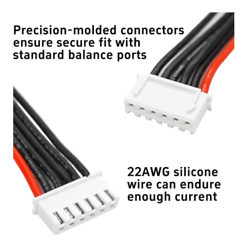 10PCS JST-XH 5S Balance Extension Cable, 3.9" 22AWG Silicone Lead Wire for LiPo Battery Charger, RC Balance Plug Connector Adapter - size: 5S