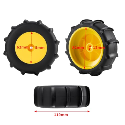 4PCS Off Road Snow Sand Rubber Tires Wheels for All 1/10 Scale RC Trucks (Yellow) - color: Yellow