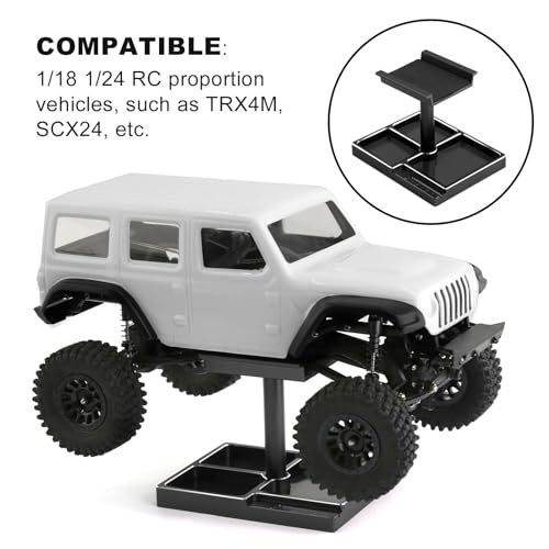 kingsea RC Car Work Stand 360° Rotation Body Mounts RC Repair Tool Set Aluminum Alloy RC Work Stand for 1/18 1/24 RC Car Truck Buggy (Black) - color: Black