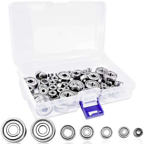 70 Pcs Ball Bearings Assortment Kit 608ZZ/ 693ZZ/ 623ZZ/ 624ZZ/ 685ZZ/ 687ZZ/ 627ZZ Double Metal Sealed Deep Groove Bearings for Wheel Skateboards 3D Printer