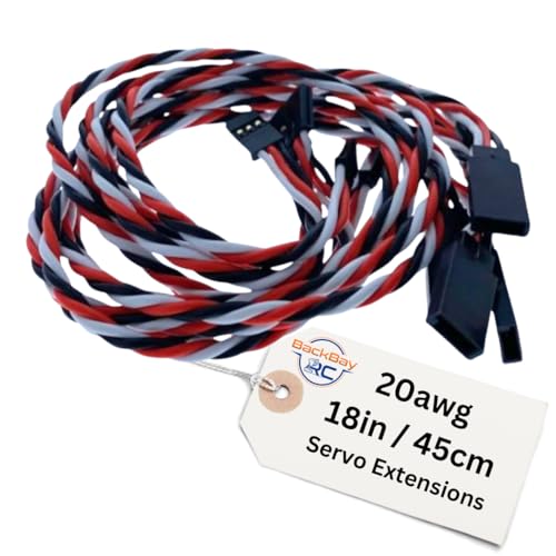 Twisted 20awg Servo Extension Wire - 100 Strands for RC Vehicles, Drones, E-Bikes - 6 Lengths / 5 Cables per Pack (45CM / 18in / 1.5ft) - style: 45CM / 18in