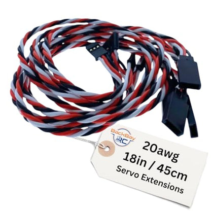 Twisted 20awg Servo Extension Wire - 100 Strands for RC Vehicles, Drones, E-Bikes - 6 Lengths / 5 Cables per Pack (45CM / 18in / 1.5ft) - style: 45CM / 18in
