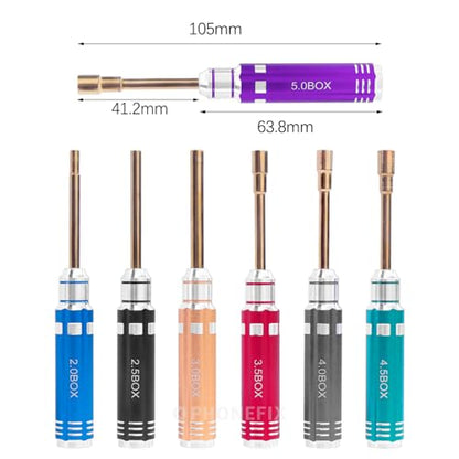 7PCS Colorful RC Hex Nut Driver Tool Set，2.0 2.5 3.0 3.5 4.0 4.5 5.0 Box Socket Driver Set，RC Hobby Tools Kit，Hexagon Nut Wrench Repair Tools For RC Mini Crawler Car