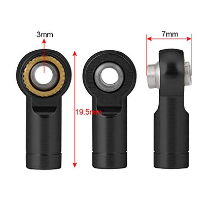 M3 Metal Tie Rod End Ball Joint Link Ball Head Holder, M3 Black | For 1/10 Axial SCX10 90046 90047 TRX4, RC Crawler Car, Parts - color: M3 Black