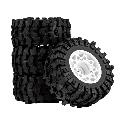 Plastic RC Short Course Truck Wheels and Rubber Tires & 12MM 14MM 17MM Hex Kit for 1/10 Arrma Senton Slash 4×4 2WD for Axial Losi Series Upgrade Part White - color: White