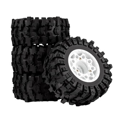 Plastic RC Short Course Truck Wheels and Rubber Tires & 12MM 14MM 17MM Hex Kit for 1/10 Arrma Senton Slash 4×4 2WD for Axial Losi Series Upgrade Part White - color: White