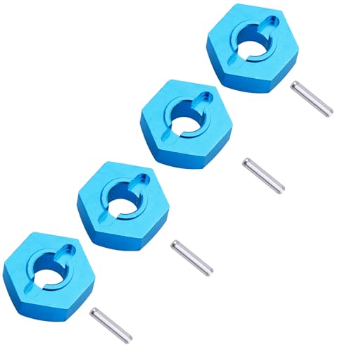 Hobbypark Aluminum Wheel Hex Hubs 12mm Drive Adapter with Pins 2x10 mm for RC Car Upgrade Replacement Parts (Pack of 4)