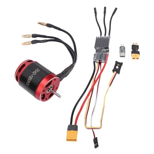 Keenso Brushless Motor Combo, Metal RC Crawler ESC Motor Set 1850KV 80A for Axial SCX10 High Performance Trail Use