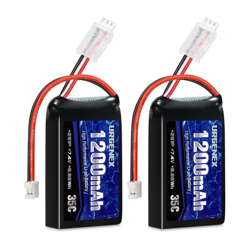SCX24 Battery 7.4V Lipos 2S 35C(Burst 70C) 1200mAh Rechargeable Lithium Battery with PH2.0 Plug Compatible with Most 1/10, 1/16, 1/18, 1/24 Scale RC Cars Trucks