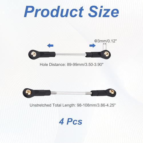 MECCANIXITY 2Pcs Adjustable Turnbuckles Camber Links, 89-99mm Turnbuckle Rod Steering Servo Linkage with M3 Ball Head Rod Ends for RC Car Replace Parts DIY - size: 89-99mm