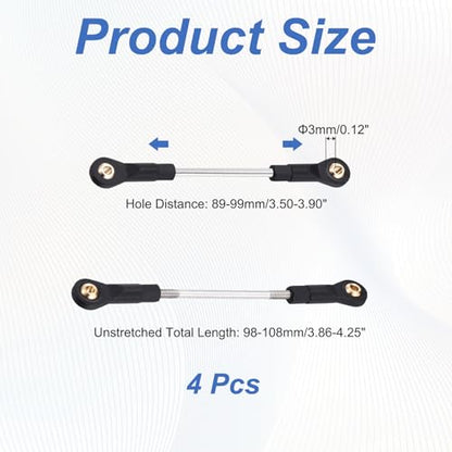 MECCANIXITY 2Pcs Adjustable Turnbuckles Camber Links, 89-99mm Turnbuckle Rod Steering Servo Linkage with M3 Ball Head Rod Ends for RC Car Replace Parts DIY - size: 89-99mm