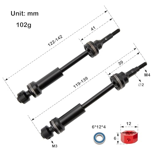 MEUS RACING Steel Front Rear Drive Shaft CVD Driveshaft Kit ONLY for Traxxas New Slash/Hoss/Jato/Rustler/Stampede 4X4 with 9080 Extreme Heavy Duty Upgrade Kit (for New 4x4) - color: For New 4x4