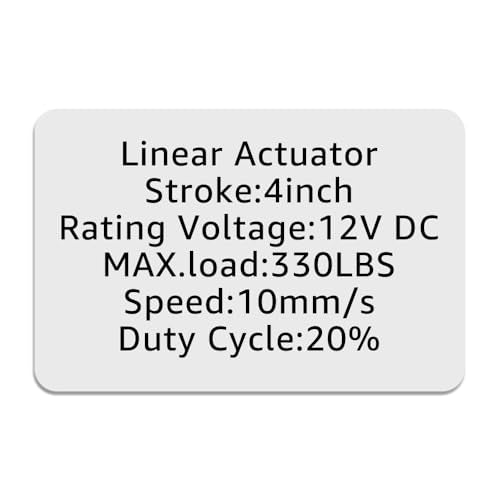 4" (100mm) Stroke 12V Silent Electric Linear Actuator Black | 330lbs (1500N) Load Capacity, IP55 Waterproof - color: Black, size: 4"
