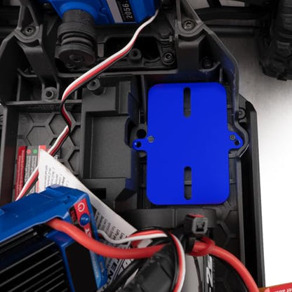 Electronic Mount Plate ESC Receiver Tray for Tra-xxas Mini Maxx | 4WD RTR Brushless Monster Truck 1/16 RC Car Upgrades Aluminum Blue - color: Blue