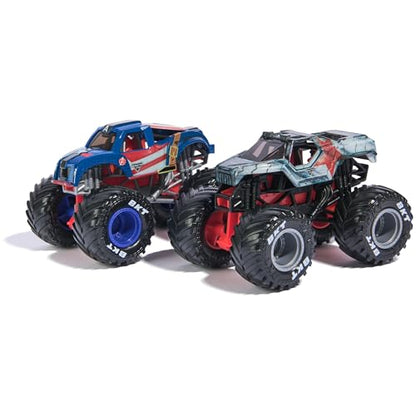Monster Jam, Marvel Official Captain America Vs. Winter Soldier Die-Cast Monster Trucks, 1:64 Scale, Kids Toys for Boys and Girls Ages 3 and up - color: Captain America Vs Winter Soldier