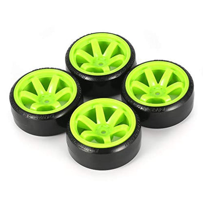 4Pcs 63mm RC Drift Car Tires Hard Tyres Plastic Wheel Rims for 1/10 On-Road Drifting Car for HSP Tamiya HPI Kyosho Spare Parts(Green) - color: Green