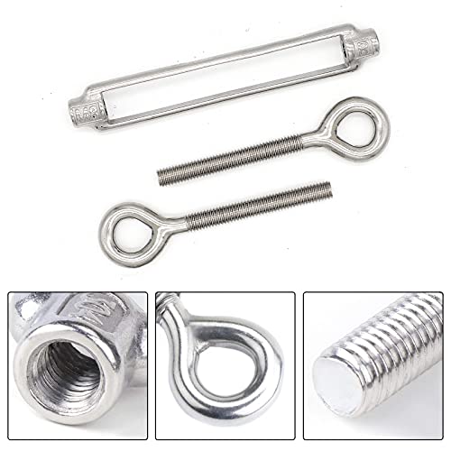 M8 Eye & Eye Turnbuckle, 304 Stainless Steel Turnbuckle Heavy Duty Wire Rope Tension 6 Pcs - style: Eye & Eye-M-8
