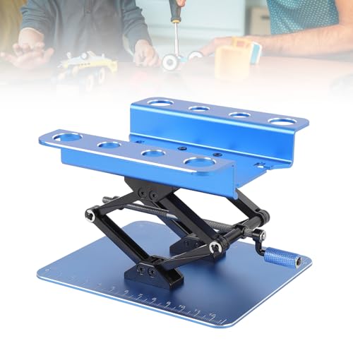 Dpofirs Rotatable Height Adjustable RC Car Platform | Stable Metal Work Stand for 1:8 1:10 Scale Repair (Blue) - color: Blue