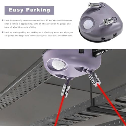 Parking Guide Assist Laser Sensor, 360 Degree Adjustable Car Stop Indicator with AC Adapter, Universal Dual Lasers Guide Motion Activated Parking Sensors for Most Cars