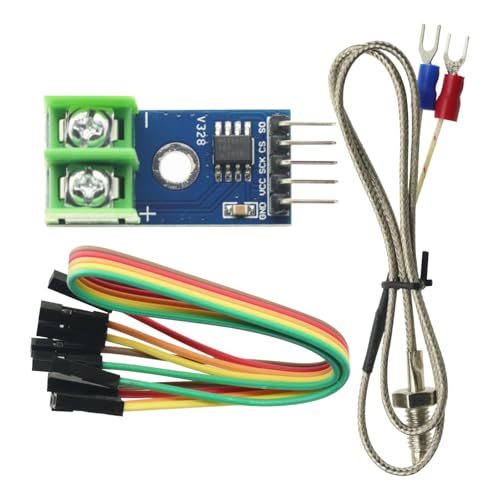 MAX6675 K-Type Thermocouple Module, DC 3-5V, SPI | 0-1024C range, 0.25C resolution, -20 to 85C operating range, M6 screw probe, for Arduino