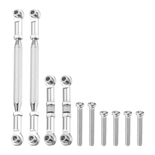 MECCANIXITY 2 Sets Adjustable Turnbuckles Camber Link Linkages Aluminum Alloy Upgrade Parts RC Car Steering Pull Rod Servo Linkages Tie Rod for MN 1:12 D90 RC Car Crawler,Silver - color: Silver