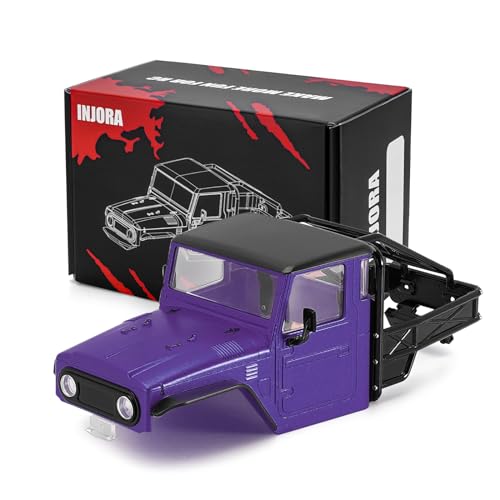 INJROA IR40 Truck Body with Tube Cage for TRX4M Defender Bronco (Purple) - color: Purple