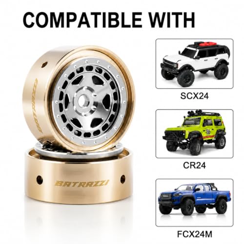 Aluminum 0.8” Sheriff Racing Beadlock Wheels for 1/24 SCX24 CR24 for FMS FCX24M Tacoma/Range Rover/Discovery RC Crawler Upgrade parts (4pcs) Silver - color: Silver
