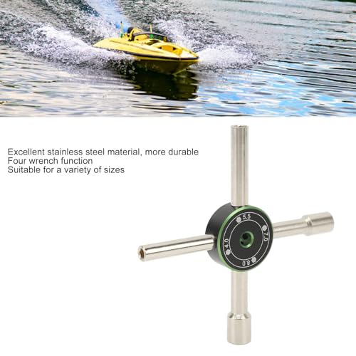 Mini Wrench, 4/5.5/7/8mm Stainless Steel Universal Lock Nut Cross Wrench Cabinet Key 4 Way Hexagon Socket Spanner Valve RC Car Maintenance (Green)
