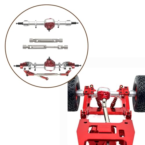 Colaxi Metal Front Rear Axles Set 1/12 Scale RC Car Upgrade Repairing DIY Replace Parts Drive Shafts for MN82T MN82 MN82S LC79, Red - color: Red