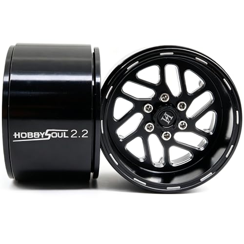 2.2 Beadlock Wheels 4-Pack For 1/10 RC Crawler SCX10 TRX4 Capra | -11mm negative offset,40mm wide aluminum wheel black color rims with 12mm hex hub,for 1/10 RC crawler vehicles Upgrades - color: Black