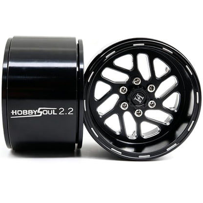 2.2 Beadlock Wheels 4-Pack For 1/10 RC Crawler SCX10 TRX4 Capra | -11mm negative offset,40mm wide aluminum wheel black color rims with 12mm hex hub,for 1/10 RC crawler vehicles Upgrades - color: Black