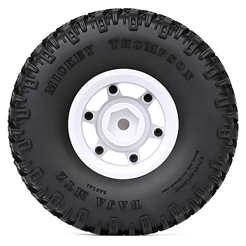 4PCS 1.55inch RC Tires Plastic Beadlock Rims RC Wheel Set Compatible with 1:10 RC Crawler Axial AX90069 D90 TF2 Tamiya CC01 LC70 MST JIMNY (White) - color: 95mm-white