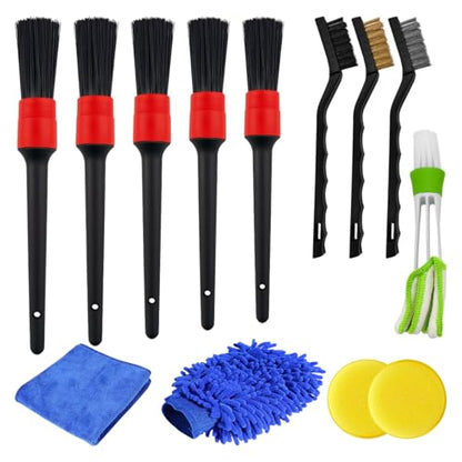 13PCS Car Detailing Brush Set, Vehicle Interior Cleaning Kit Includes Steel Wire and Air Vent Brushes, Automotive Detail Dusting Cleaner Tool Set, Universal for Most Vehicles - size: 13PCS
