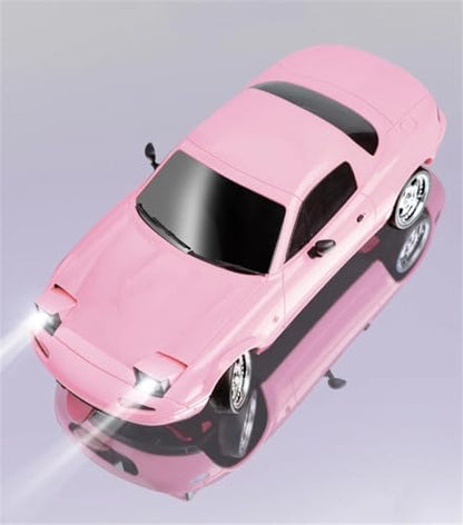 LD1804 RC Drift Car 1:18 Scale Mini MX-5 RWD 2.4GHz Miata RC Vehicles with Gyro and LED Lights for Adults Hobby Toys (Pink) - color: Pink
