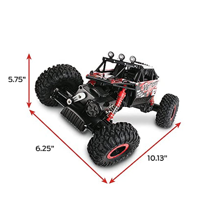 NKOK Mean Machines 1:16 2.4GHz RC Rock Crawler Venom (Red), Designed for Rough Terrain Climbing, Pistol Grip Full Function Controller, Powerful Motor - style: Venom
