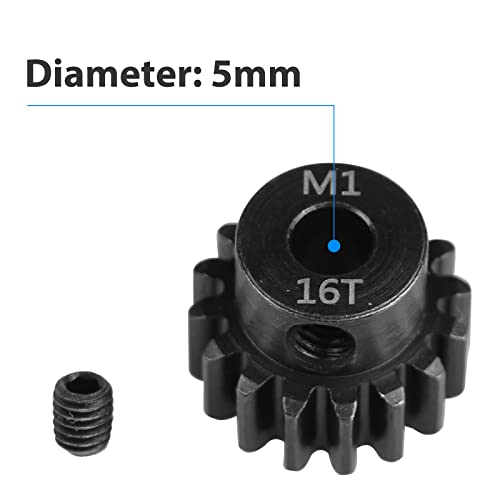 AIMROCK 5-Pack Mod 1 RC Motor Pinion Gears Set: Upgrade Parts for 1/8 RC Car 5mm Shaft Motor (13T 14T 15T 16T 17T) - size: 13T 14T 15T 16T 17T