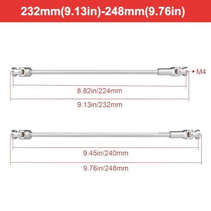 Cut to Length Drive Shaft Stainless Steel 232-248mm Universal Joint Driveshaft for 1/10 RC Crawler Axial SCX10 Capra TRX4 Redcat Gen8 Gen7 Upgrades Parts(Silver) - color: Silver
