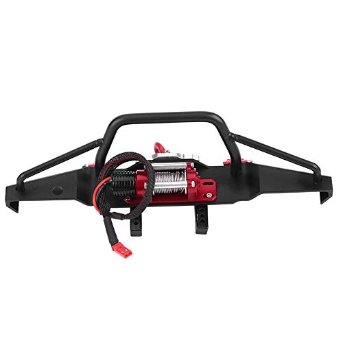 FOSA RC Car Front Bumper with Winch, Front Bumper with Winch Remote Controller for -4 RC Car Crawler Upgrade Part