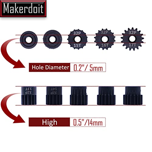 32P 5mm Pinion Gear Set 13T 14T 15T 16T 17T with Hex Key for RC - style: 13T 14T 15T 16T 17T