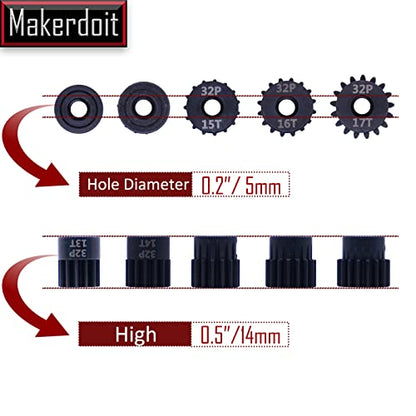 32P 5mm Pinion Gear Set 13T 14T 15T 16T 17T with Hex Key for RC - style: 13T 14T 15T 16T 17T
