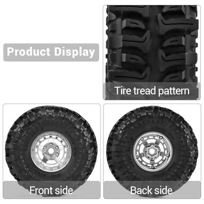 1.9" Beadlock Wheels and Tires for TRX4, SCX10, SCX10 III, 90046, D90 and 1/10 Other Popular RC Crawler Models (Silver) - color: Silver
