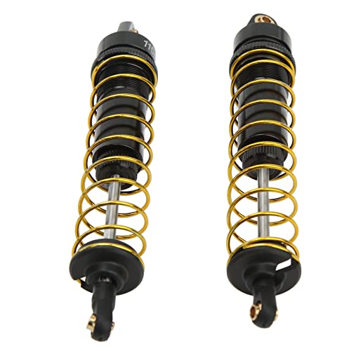 RC Shock Absorber Set 2Pcs, 115mm/4.5in Oil Pressure Adjustable Damper | For 1/10 Crawler Car Axial SCX10 90046, Assembled with Springs, Smooth Damping Response,Aluminum Build, Easy Tuning - color: Black