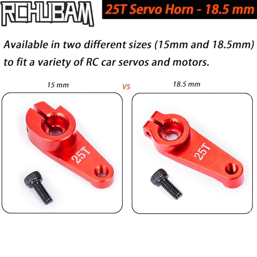 RCHUBAM Universal Aluminum 25T Servo Horn Steering‑Arm for 1/10 RC Car | 2Pcs 25T (18.5mm),Servo Horn with Screw for Futaba Savox Power HD HSP Servos Motor - style: 2Pcs 25T (18.5mm)