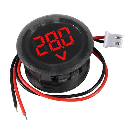 3pcs DC 4-100V LED Digital Display Circular Two-Wire Voltmeter DC Digital Voltmeter Head Display Reverse Connection Protection(Red) - color: Red