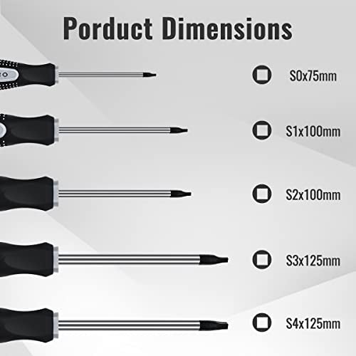 Narwhal Robertson Square Head Screwdriver Set (5 Pack in the Following Sizes: #0, #1, #2, #3, and #4) Forged Steel with Magnetic Tips & Soft Ergonomic Handle - style: Square