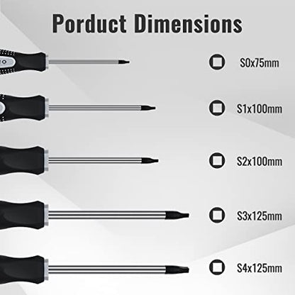 Narwhal Robertson Square Head Screwdriver Set (5 Pack in the Following Sizes: #0, #1, #2, #3, and #4) Forged Steel with Magnetic Tips & Soft Ergonomic Handle - style: Square