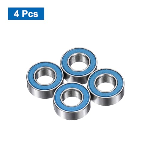uxcell 4 Pcs MR84-2RS Deep Groove Micro Bearing, 4x8x3mm Double Rubber Sealed Chrome Steel Small Bearings (ABEC5, Z4 Low Noise) - size: MR84-2RS