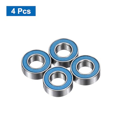 uxcell 4 Pcs MR84-2RS Deep Groove Micro Bearing, 4x8x3mm Double Rubber Sealed Chrome Steel Small Bearings (ABEC5, Z4 Low Noise) - size: MR84-2RS