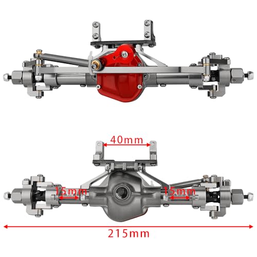 Aluminum Front Rear Complete Axle Set with Enhanced Axle Shaft for Axial SCX10 RC4WD D90 1/10 RC Crawler Upgrade Parts (Titanium Front+Rear) - color: Titanium Front+rear
