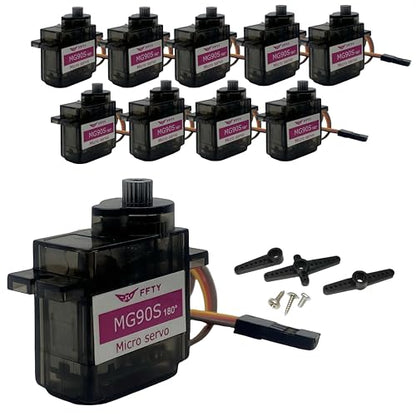 10 Pcs MG90S Servo Motor-Metal Gear 9g Micro Servo for RC Car Robot Helicopter, Mini Servos for Arduino Project(10pcs MG90S) - style: 10pcs mg90s
